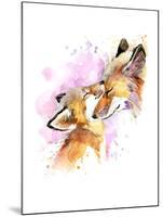 Fox and Baby. Watercolor Illustration. Motherhood Background-Faenkova Elena-Mounted Art Print