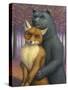 Fox and Bear Couple-W Johnson James-Stretched Canvas