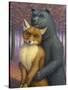 Fox and Bear Couple-W Johnson James-Stretched Canvas