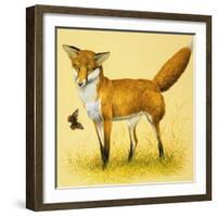 Fox and Butterfly-null-Framed Giclee Print