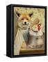 Fox and Chicken-J Hovenstine Studios-Framed Stretched Canvas