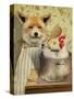 Fox and Chicken-J Hovenstine Studios-Stretched Canvas