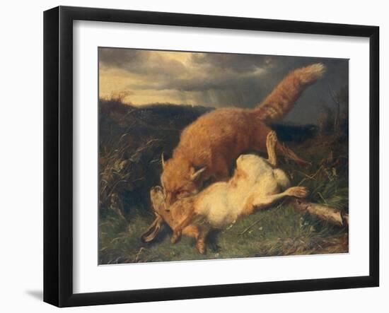 Fox and Hare, 1866-Johann Baptist Hofner-Framed Giclee Print