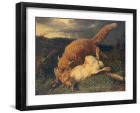 Fox and Hare, 1866-Johann Baptist Hofner-Framed Giclee Print