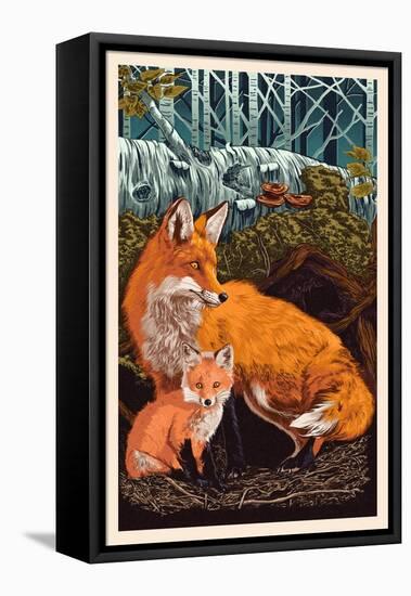 Fox and Kit-Lantern Press-Framed Stretched Canvas