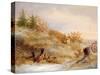 Fox and Pheasants in Winter-null-Stretched Canvas