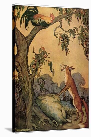 Fox and Rooster in Tree, 1919-Milo Winter-Stretched Canvas