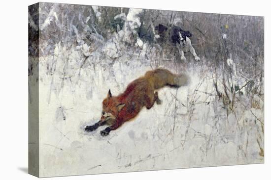 Fox Being Chased Through the Snow-Bruno Andreas Liljefors-Stretched Canvas