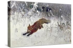 Fox Being Chased Through the Snow-Bruno Andreas Liljefors-Stretched Canvas