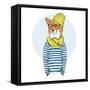 Fox Dressed up in Nordic Style-Olga_Angelloz-Framed Stretched Canvas