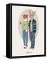 Fox Girl and Deer Boy Hipsters-Olga Angellos-Framed Stretched Canvas