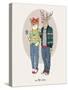 Fox Girl and Deer Boy Hipsters-Olga Angellos-Stretched Canvas