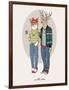 Fox Girl and Deer Boy Hipsters-Olga Angellos-Framed Art Print