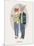 Fox Girl and Deer Boy Hipsters-Olga Angellos-Mounted Premium Giclee Print