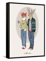 Fox Girl and Deer Boy Hipsters-Olga Angellos-Framed Stretched Canvas