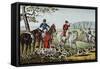 Fox Hunt-Currier & Ives-Framed Stretched Canvas