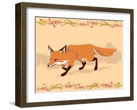 Fox in a Decorative Composition-Artistan-Framed Art Print