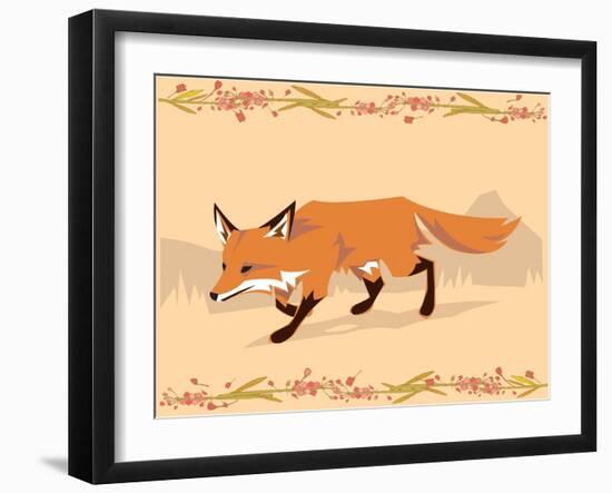 Fox in a Decorative Composition-Artistan-Framed Art Print