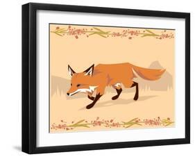 Fox in a Decorative Composition-Artistan-Framed Art Print