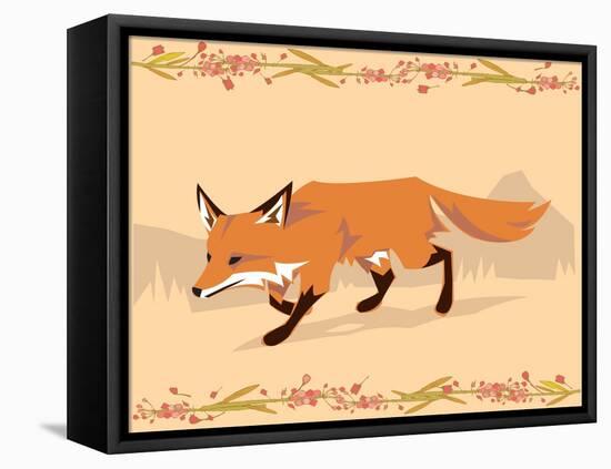 Fox in a Decorative Composition-Artistan-Framed Stretched Canvas