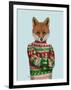 Fox in Christmas Sweater-Fab Funky-Framed Art Print