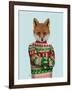 Fox in Christmas Sweater-Fab Funky-Framed Art Print
