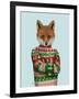 Fox in Christmas Sweater-Fab Funky-Framed Art Print