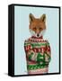 Fox in Christmas Sweater-Fab Funky-Framed Stretched Canvas