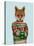 Fox in Christmas Sweater-Fab Funky-Stretched Canvas