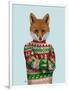 Fox in Christmas Sweater-Fab Funky-Framed Art Print