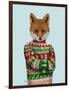 Fox in Christmas Sweater-Fab Funky-Framed Art Print