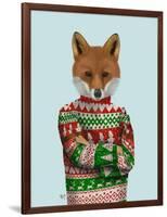 Fox in Christmas Sweater-Fab Funky-Framed Art Print