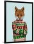 Fox in Christmas Sweater-Fab Funky-Framed Art Print