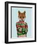 Fox in Christmas Sweater-Fab Funky-Framed Art Print