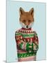 Fox in Christmas Sweater-Fab Funky-Mounted Premium Giclee Print