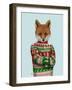 Fox in Christmas Sweater-Fab Funky-Framed Art Print