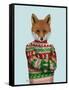 Fox in Christmas Sweater-Fab Funky-Framed Stretched Canvas