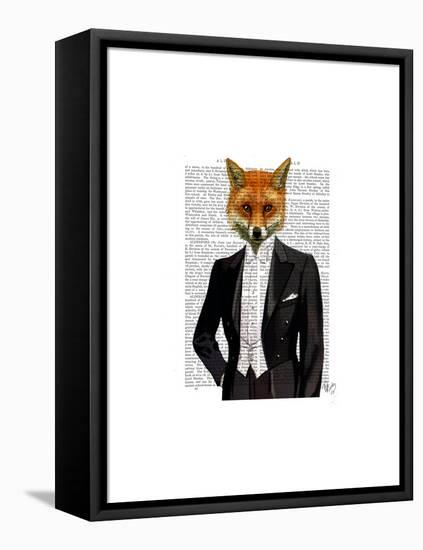 Fox in Evening Suit Portrait-Fab Funky-Framed Stretched Canvas