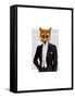 Fox in Evening Suit Portrait-Fab Funky-Framed Stretched Canvas