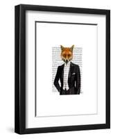 Fox in Evening Suit Portrait-Fab Funky-Framed Art Print