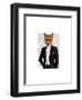 Fox in Evening Suit Portrait-Fab Funky-Framed Art Print