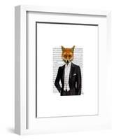 Fox in Evening Suit Portrait-Fab Funky-Framed Art Print