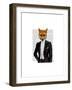 Fox in Evening Suit Portrait-Fab Funky-Framed Art Print