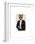 Fox in Evening Suit Portrait-Fab Funky-Framed Art Print