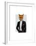 Fox in Evening Suit Portrait-Fab Funky-Framed Art Print