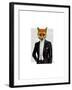 Fox in Evening Suit Portrait-Fab Funky-Framed Art Print