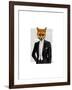 Fox in Evening Suit Portrait-Fab Funky-Framed Art Print