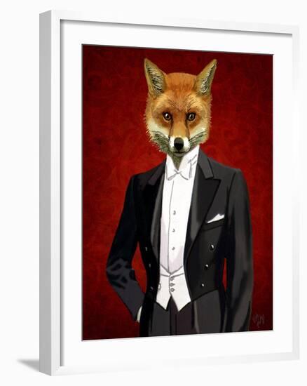 Fox in Evening Suit Portrait-Fab Funky-Framed Art Print