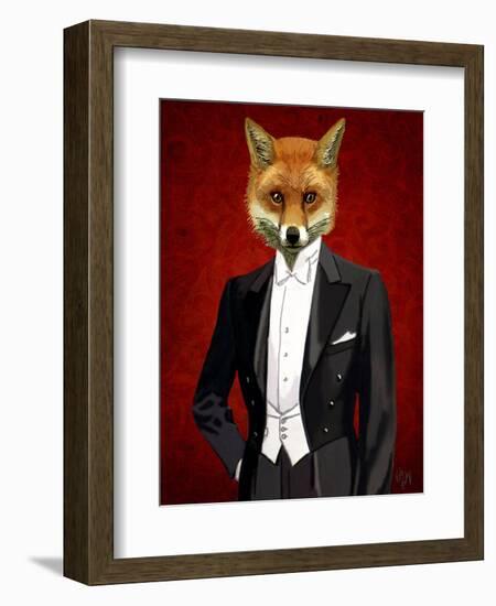 Fox in Evening Suit Portrait-Fab Funky-Framed Art Print