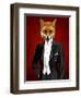 Fox in Evening Suit Portrait-Fab Funky-Framed Art Print